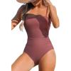 CUPSHE Women Swimsuit One Piece Bathing Suit Square Neck Cutout Back Tummy Control with Adjustable Spaghetti Straps(Blush Red)