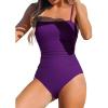 CUPSHE Women Swimsuit One Piece Bathing Suit Square Neck Cutout Back Tummy Control with Adjustable Spaghetti Straps(Deep Violet)