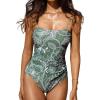 CUPSHE Women Swimsuit One Piece Bathing Suit Square Neck Cutout Back Tummy Control with Adjustable Spaghetti Straps(Green Floral)