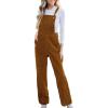 CUPSHE Women’s Corduroy Fall Overall Jumpsuits Self Tie Strap Slanted Front Pockets Side Buttons Wide Leg Casual Rompers(Orange)
