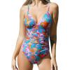 CUPSHE Women’s One Piece Swimsuit Tummy Control V Neck Bathing Suits(Boho Paisley Print)