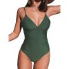 CUPSHE Women’s One Piece Swimsuit Tummy Control V Neck Bathing Suits(Green)