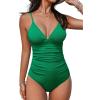 CUPSHE Women’s One Piece Swimsuit Tummy Control V Neck Bathing Suits(Jade Green)