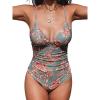 CUPSHE Women’s One Piece Swimsuit Tummy Control V Neck Bathing Suits(Retro Floral)