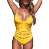 CUPSHE Women’s One Piece Swimsuit Tummy Control V Neck Bathing Suits(Yellow)