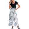 CUPSHE Women’s Short Sleeve Jumpsuits Dressy One Piece Elastic Waist Printed Wide Leg Pants Jumpsuit(Black)