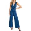 CUPSHE Women’s Sleeveless Jumpsuits Dressy One Piece V Neck Twist Front Wide Leg Long Pants Jumpsuit(Blue)