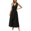 CUPSHE Women’s Sleeveless V Neck Jumpsuit Summer Tied Wide Leg One Piece Romper Casual Elegant Outfit Beach Vacation(Black)