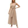 CUPSHE Women’s Sleeveless V Neck Jumpsuit Summer Tied Wide Leg One Piece Romper Casual Elegant Outfit Beach Vacation(Khaki)
