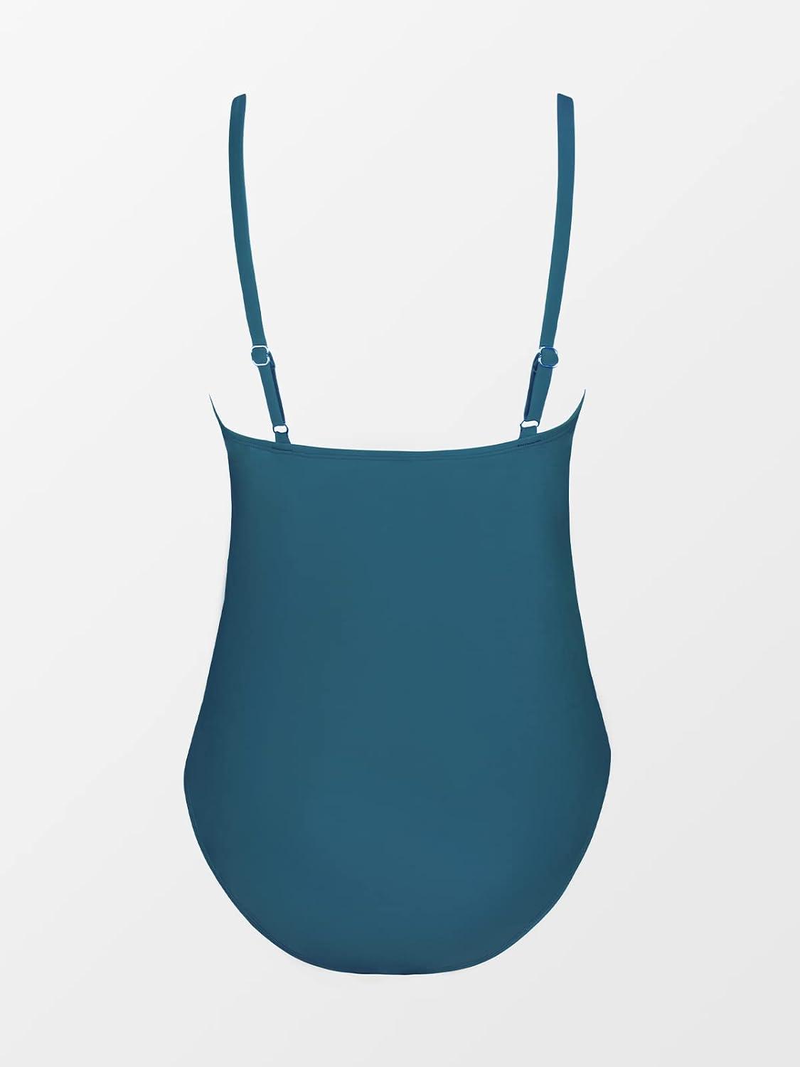 imageCUPSHE Maternity Swimsuit for Women One Piece Swimsuits Pregnancy Swimwear Spaghetti Straps Ruched AdjustableDark Blue