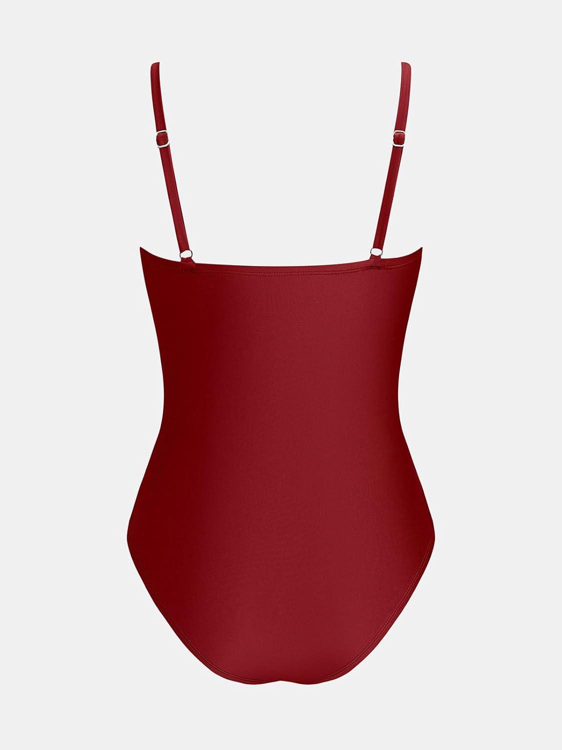 imageCUPSHE Maternity Swimsuit for Women One Piece Swimsuits Pregnancy Swimwear Spaghetti Straps Ruched AdjustableRed