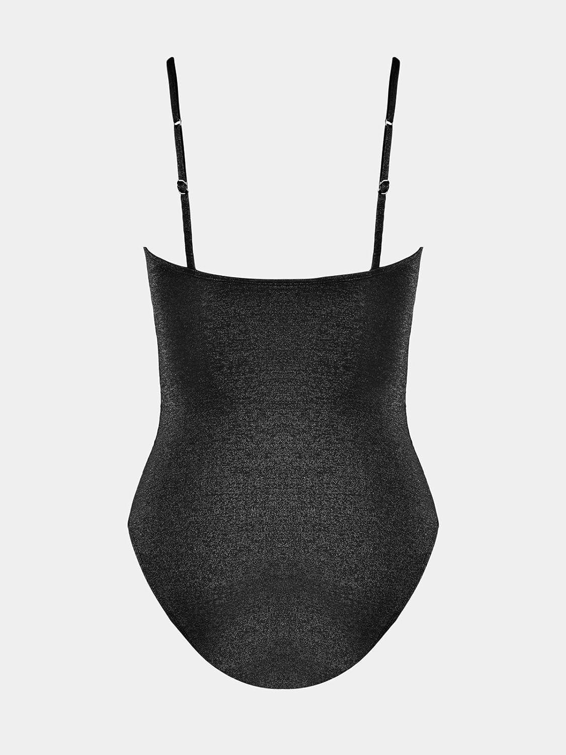 imageCUPSHE Womens One Piece Swimsuit Tummy Control Square Neck Bathing Suit Ruched Adjustable StrapsBlack