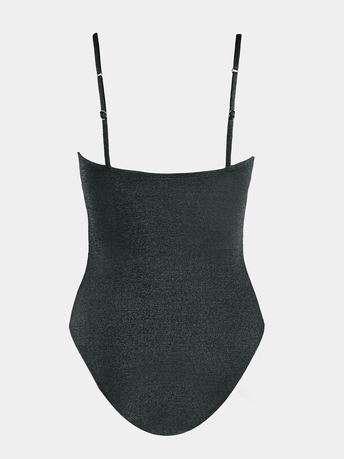 imageCUPSHE Womens One Piece Swimsuit Tummy Control Square Neck Bathing Suit Ruched Adjustable StrapsGrey