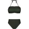 CUPSHE Bikini Set for Women Two Piece Swimsuit Bandeau Top Back Tie Mid Waisted Bottom with Removable Shoulder Straps(Army Green)