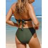 CUPSHE Bikini Set for Women Two Piece Swimsuit Bandeau Top Back Tie Mid Waisted Bottom with Removable Shoulder Straps(Army Green)