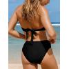 CUPSHE Bikini Set for Women Two Piece Swimsuit Bandeau Top Back Tie Mid Waisted Bottom with Removable Shoulder Straps(Black)
