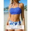 CUPSHE Bikini Set for Women Two Piece Swimsuit Bandeau Top Back Tie Mid Waisted Bottom with Removable Shoulder Straps(Blue Paisley)