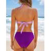 CUPSHE Bikini Set for Women Two Piece Swimsuit Bandeau Top Back Tie Mid Waisted Bottom with Removable Shoulder Straps(Lavender/Dark Purple)