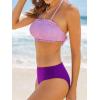 CUPSHE Bikini Set for Women Two Piece Swimsuit Bandeau Top Back Tie Mid Waisted Bottom with Removable Shoulder Straps(Lavender/Dark Purple)