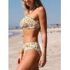 CUPSHE Bikini Set for Women Two Piece Swimsuit Bandeau Top Back Tie Mid Waisted Bottom with Removable Shoulder Straps(Multicolor)