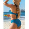 CUPSHE Bikini Set for Women Two Piece Swimsuit Bandeau Top Back Tie Mid Waisted Bottom with Removable Shoulder Straps(Sapphire Blue)