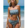 CUPSHE Bikini Set for Women Two Piece Swimsuit Bandeau Top Back Tie Mid Waisted Bottom with Removable Shoulder Straps(Teal Blue)