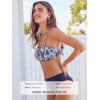 CUPSHE Bikini Set for Women Two Piece Swimsuit Bandeau Top Back Tie Mid Waisted Bottom with Removable Shoulder Straps(White/Blue Floral)