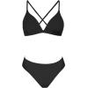 CUPSHE Bikini Set for Women Two Piece Swimsuits V Neck Low Rise Crisscross Back Self Tie Spaghetti Straps(Black)