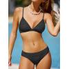 CUPSHE Bikini Set for Women Two Piece Swimsuits V Neck Low Rise Crisscross Back Self Tie Spaghetti Straps(Black/Textured)