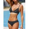 CUPSHE Bikini Set for Women Two Piece Swimsuits V Neck Low Rise Crisscross Back Self Tie Spaghetti Straps(Black/Textured)