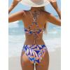 CUPSHE Bikini Set for Women Two Piece Swimsuits V Neck Low Rise Crisscross Back Self Tie Spaghetti Straps(Blue/Orange Tropical)