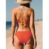 CUPSHE Bikini Set for Women Two Piece Swimsuits V Neck Low Rise Crisscross Back Self Tie Spaghetti Straps(Brown/Yellow)