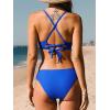 CUPSHE Bikini Set for Women Two Piece Swimsuits V Neck Low Rise Crisscross Back Self Tie Spaghetti Straps(Cobalt Blue)