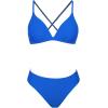 CUPSHE Bikini Set for Women Two Piece Swimsuits V Neck Low Rise Crisscross Back Self Tie Spaghetti Straps(Cobalt Blue)