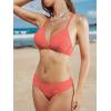 CUPSHE Bikini Set for Women Two Piece Swimsuits V Neck Low Rise Crisscross Back Self Tie Spaghetti Straps(Coral Orange)