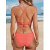 CUPSHE Bikini Set for Women Two Piece Swimsuits V Neck Low Rise Crisscross Back Self Tie Spaghetti Straps(Coral Orange)