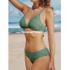CUPSHE Bikini Set for Women Two Piece Swimsuits V Neck Low Rise Crisscross Back Self Tie Spaghetti Straps(Dark Green/Textured)