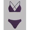 CUPSHE Bikini Set for Women Two Piece Swimsuits V Neck Low Rise Crisscross Back Self Tie Spaghetti Straps(Dark Purple)