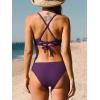 CUPSHE Bikini Set for Women Two Piece Swimsuits V Neck Low Rise Crisscross Back Self Tie Spaghetti Straps(Grape Purple)