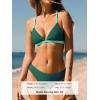 CUPSHE Bikini Set for Women Two Piece Swimsuits V Neck Low Rise Crisscross Back Self Tie Spaghetti Straps(Green/Teal)