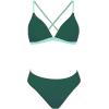 CUPSHE Bikini Set for Women Two Piece Swimsuits V Neck Low Rise Crisscross Back Self Tie Spaghetti Straps(Green/Teal)