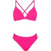 CUPSHE Bikini Set for Women Two Piece Swimsuits V Neck Low Rise Crisscross Back Self Tie Spaghetti Straps(Hot Pink)