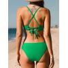 CUPSHE Bikini Set for Women Two Piece Swimsuits V Neck Low Rise Crisscross Back Self Tie Spaghetti Straps(Lime Green)