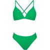 CUPSHE Bikini Set for Women Two Piece Swimsuits V Neck Low Rise Crisscross Back Self Tie Spaghetti Straps(Lime Green)