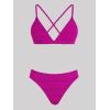 CUPSHE Bikini Set for Women Two Piece Swimsuits V Neck Low Rise Crisscross Back Self Tie Spaghetti Straps(Magenta)
