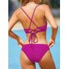 CUPSHE Bikini Set for Women Two Piece Swimsuits V Neck Low Rise Crisscross Back Self Tie Spaghetti Straps(Magenta)