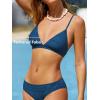 CUPSHE Bikini Set for Women Two Piece Swimsuits V Neck Low Rise Crisscross Back Self Tie Spaghetti Straps(Midnight Blue)