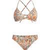 CUPSHE Bikini Set for Women Two Piece Swimsuits V Neck Low Rise Crisscross Back Self Tie Spaghetti Straps(Orange/Yellow Floral)