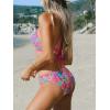 CUPSHE Bikini Set for Women Two Piece Swimsuits V Neck Low Rise Crisscross Back Self Tie Spaghetti Straps(Pink Floral)
