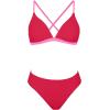CUPSHE Bikini Set for Women Two Piece Swimsuits V Neck Low Rise Crisscross Back Self Tie Spaghetti Straps(Red/Pink)